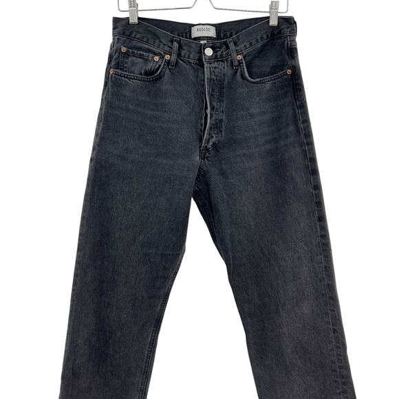 Agolde 90's Mid Rise Loose Jeans Rigid Denim Button Fly Black Size 28 - Picture 4 of 12